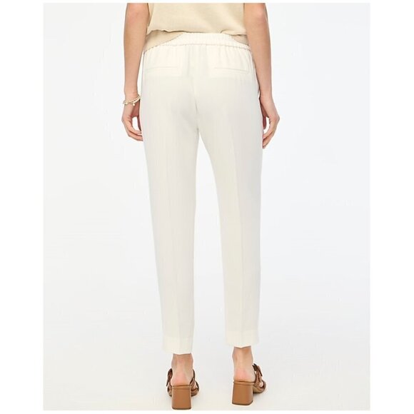 J. Crew Jamie Pants Elastic Waist Tapered Cropped Leg Cream Size 4 NWT - Picture 2 of 10
